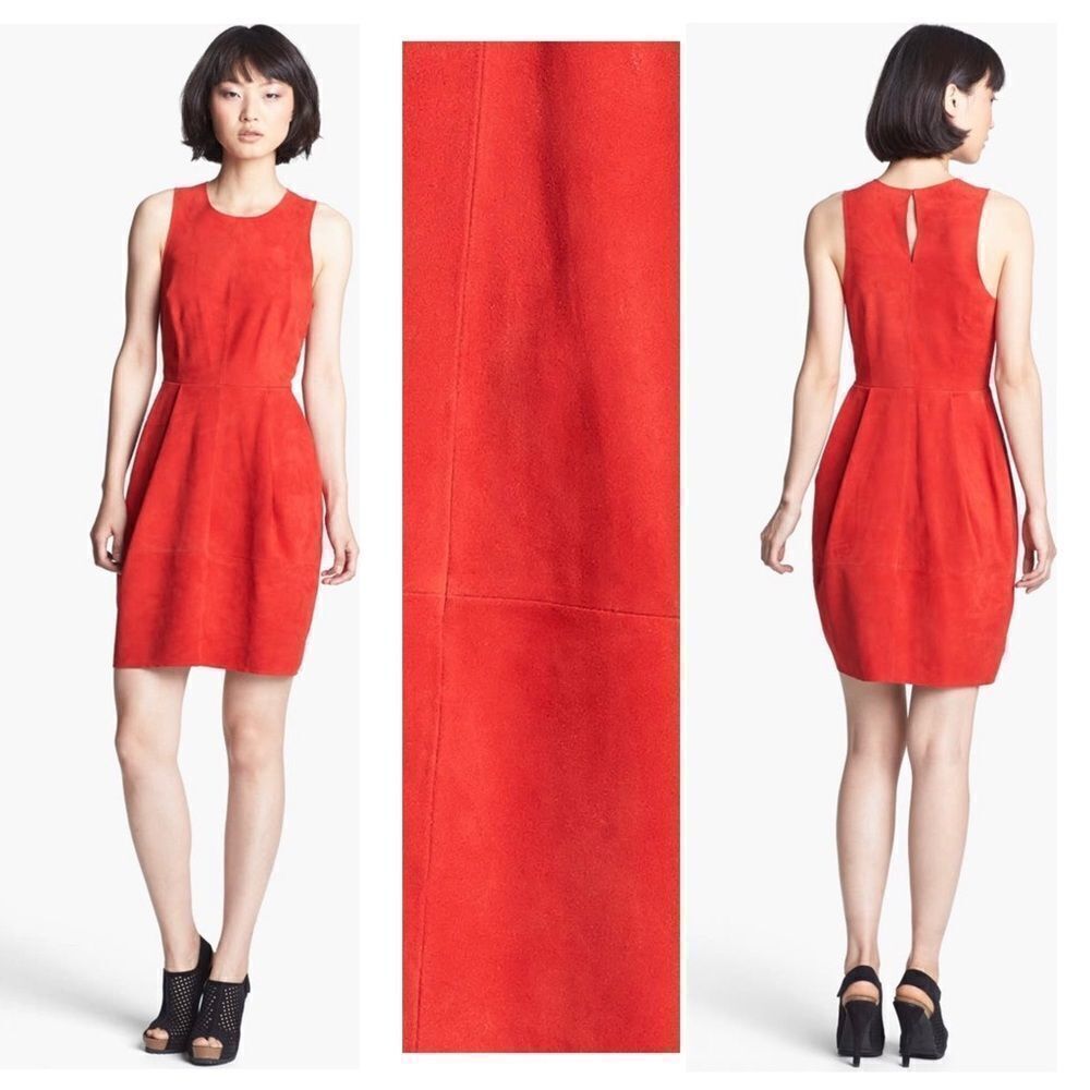 Joie Varine Suede Leather Sheath Dress Sz M